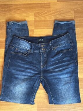 Wax Jean Indigo Blue Slim Jeggings with Faded Detail